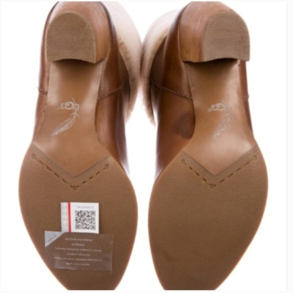 NWT Camel Champagne Ugg Ava Leather Shearling Boot - Picture 4 of 6